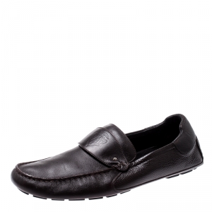 Gucci Brown Leather Hysteria Crest Loafers Size 44