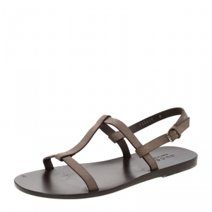 Gucci Grey Suede Strappy Flat Sandals Size 42
