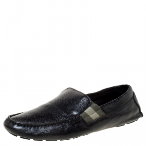 Gucci Black Leather Slip On Loafers Size 41 