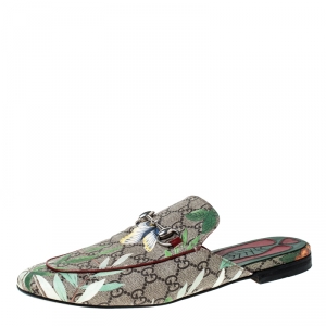 Gucci Multicolor GG Canvas Princetown Horsebit Floral Print Mules Size 42