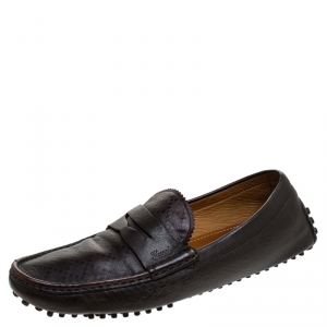 Gucci Brown Leather Penny Slip On Loafers Size 44.5 