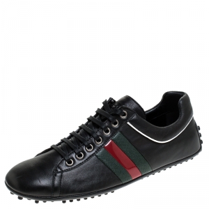 Gucci Black Leather Ace Sneakers Size 41