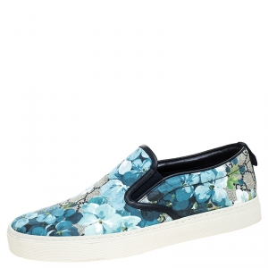 Gucci Multicolor GG Supreme Blooms Printed Canvas Slip On Sneakers Size 42