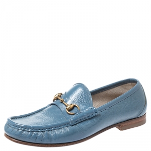 Gucci Blue Patent Leather 1953 Horsebit Loafers Size 40.5