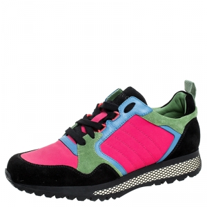 Gucci Multicolor Canvas, Suede And Leather Icaro Sneakers Size 40