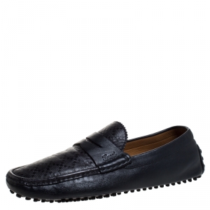 Gucci Blue Print Leather Penny Slip On Loafer Size 42