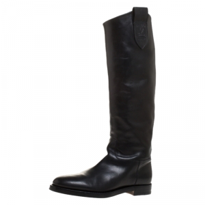 Gucci Black Leather Equestrian Knee High Length Boots Size 42