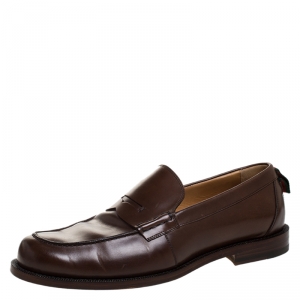 Gucci Brown Leather Penny Loafers Size 43.5
