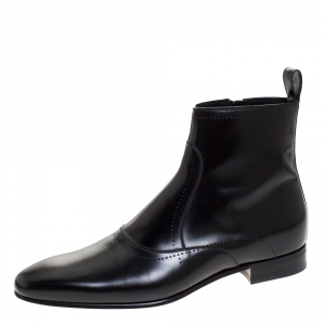 Gucci Black Leather Ankle Boots Size 43 