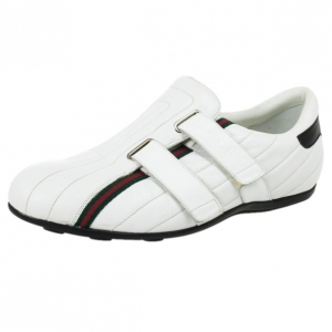 حذاء رياضي غو�تشي فيلكرو جلد أبيض مقاس 41