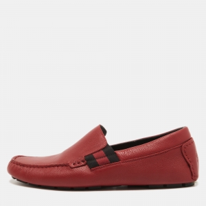 Gucci Red Leather Praga Slip On Loafers Size 40
