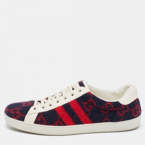 Gucci Multicolor Leather and Fur GG Ace Low Top Sneakers Size 43