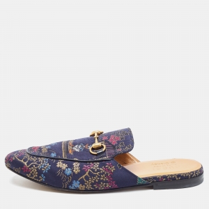 Gucci Multicolor Brocade Fabric Princetown Mules Size 42.5