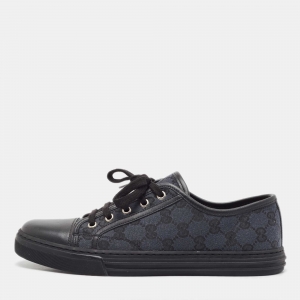 Gucci Blue/Black GG Canvas And Leather Cap Toe Low Top Sneakers Size 41.5