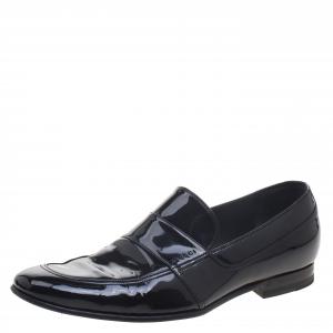 Pre Owned Gucci Black Patent Leather Loafers Size 40