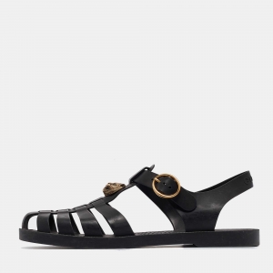 Gucci Black Rubber Buckle Strap Sandals Size 42