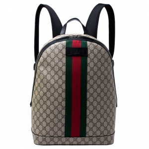 Gucci Beige GG Supreme Canvas Web Backpack