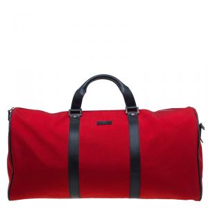 Gucci Red Nylon Travel Boston Bag