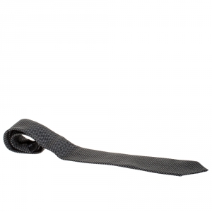 Pre Owned Hermes Black Faconnee H Jacquard Classic Silk Tie