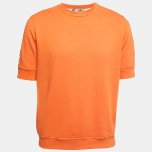Hermes Orange Cotton Knit Crew Neck Jogging T-Shirt M