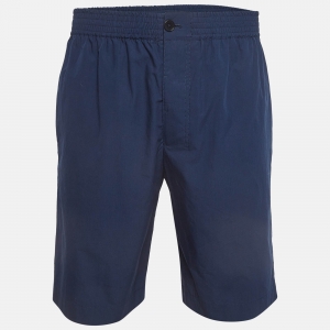 Hermes Navy Blue Poplin Bermuda Shorts M