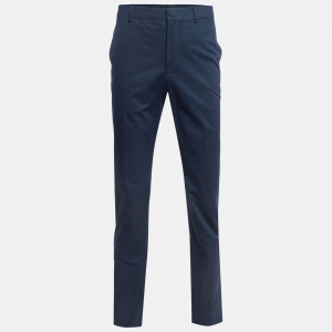 Hermes Navy Blue Cotton Stretch Slim Serge de Trousers XL