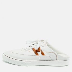 Pre Owned Hermes Keep Size 43 White Leather Mules Sneakers 