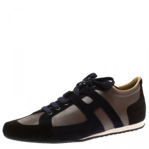 Hermes Tricolor Leather And Suede Tie Break Sneakers Size 45