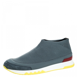Hermes Grey Knit Stretch Slip On Sneakers Size 42.5