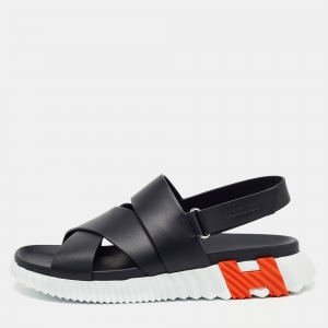 Hermes Black Leather Electric Sandals Size 43.5 