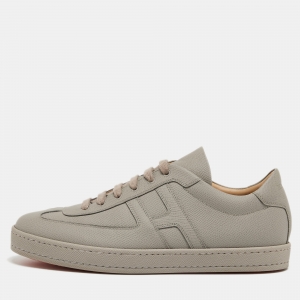 Hermes Grey Leather Quicker Sneakers Size 41.5