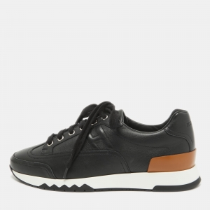 Hermes Black Leather Trail Sneakers Size 38.5