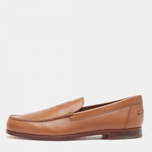 Hermès  Brown Leather Slip On Loafers Size 44