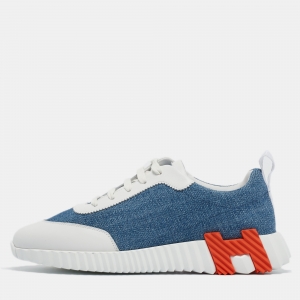 Hermès Blue/White Leather Bouncing Sneakers Size 39