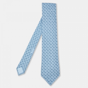 Hermès Blue Wave Print Silk Classic Tie