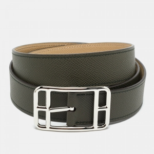 Hermès Vert de Gris/Trench Epsom Leather Cape Cod Reversible Belt 95 CM