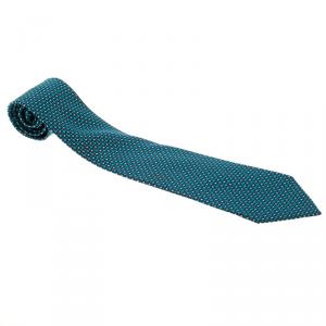 Pre Owned Hermes Blue Floral Printed Silk Tie