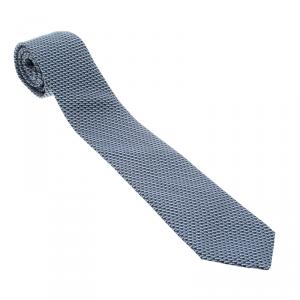 Pre Owned Hermes Navy Blue Umbrella Print Silk Tie