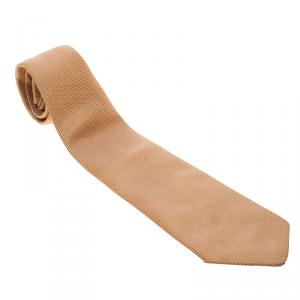 Pre Owned Hermes Orange and Black Jacquard Patterned Silk Tie