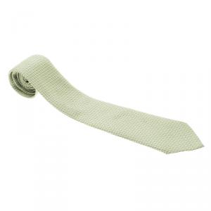 Pre Owned Hermes Green H Pattern Silk Jacquard Tie