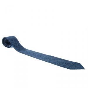مملوكة مسبقًا Hermes Navy Blue Rabbit Print Silk Tie