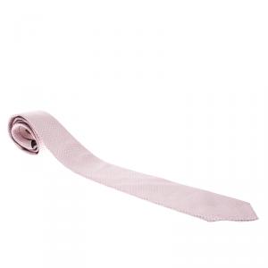 Hermes Pink Printed Silk Jacquard Tie