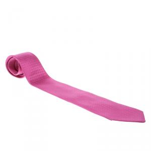 Hermes Pink H Pattern Silk Tie