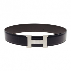 Hermes Black Leather H Buckle Belt 80CM