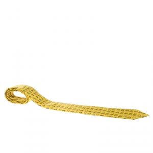 Pre Owned Hermes Yellow Skate Boy Printed Silk Tie 