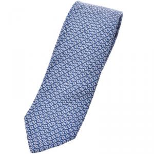 Hermes Blue Silk Print Tie 