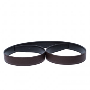 Pre Owned Hermes Etain/Black Togo Leather Belt Strap 105CM