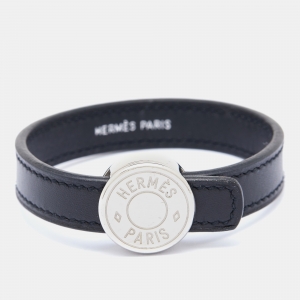 Hermès Black/Brown Leather Interchangeable Looping Wrap Bracelet S