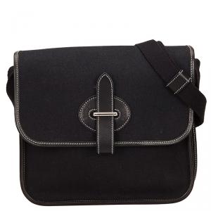 Hermes Black Canvas Mini Buenaventura Messenger Bag