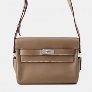 مملوكة مسبقًا Hermes Kelly Messenger Etoupe Evercolor Size PM